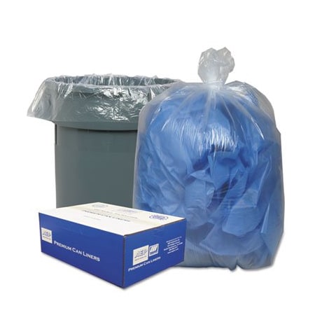 Webster Industries 56 gal Trash Bag, Extra Large, 0.85 mil (22 Micron), Clear, 100 PK 434722C